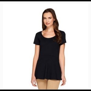 Isaac Mizrahi Live! Peplum top black 2x
